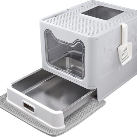 Stainless Steel Enclosed Top Exit Litter Box