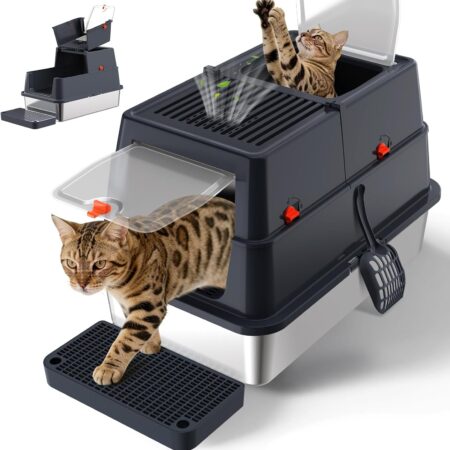 XL Stainless Steel Front Flip-Top Litter Box