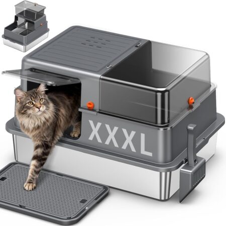 XXXL Stainless Steel Litter Box with Lid