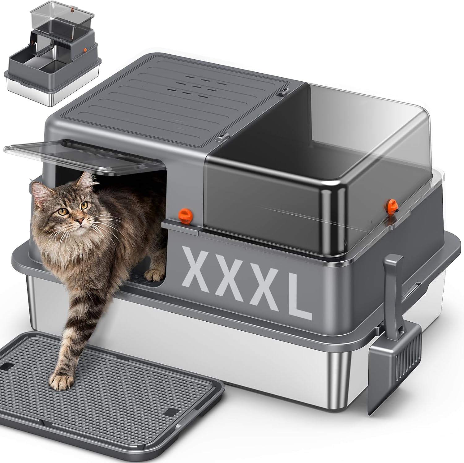 XXXL Stainless Steel Litter Box with Lid