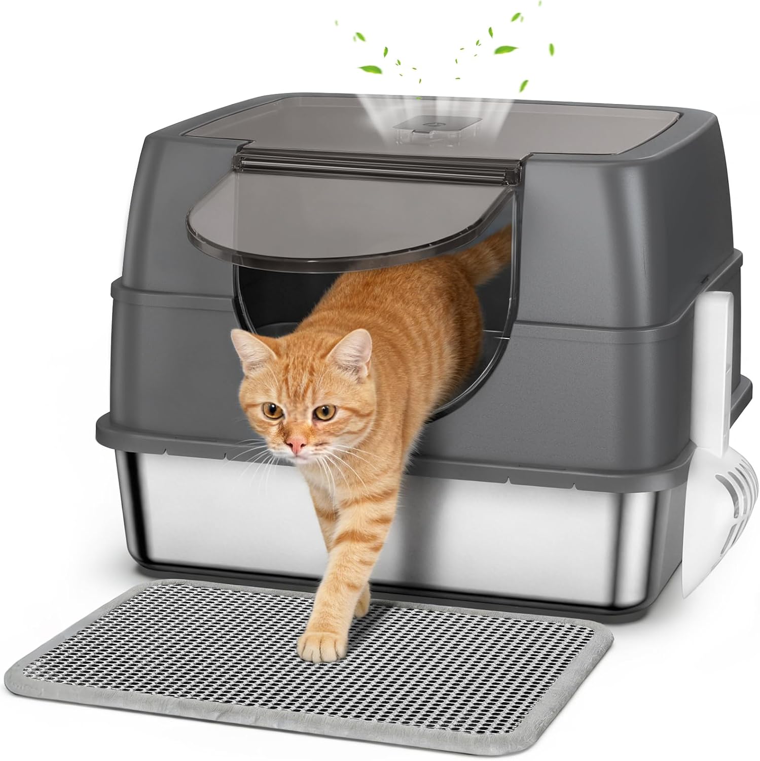 Large Stainless Steel Side Entry Litter Box