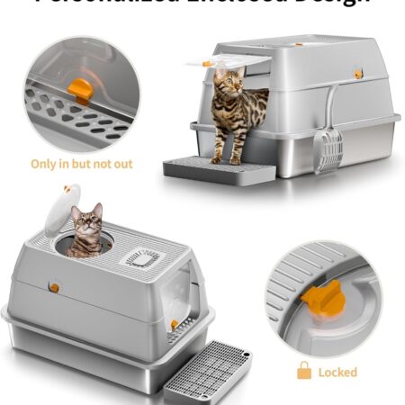 XL Stainless Steel Removable Lid Litter Box