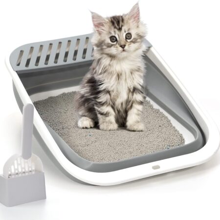 Large Foldable Height-Adjustable Cat Litter Box