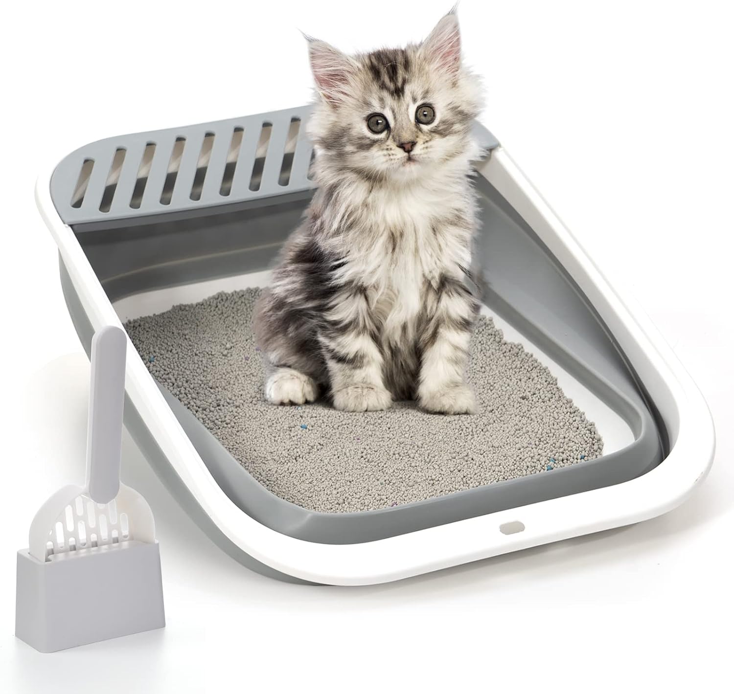 Large Foldable Height-Adjustable Cat Litter Box