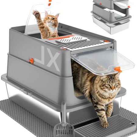 XL Stainless Steel Flip Top Entry Litter Box