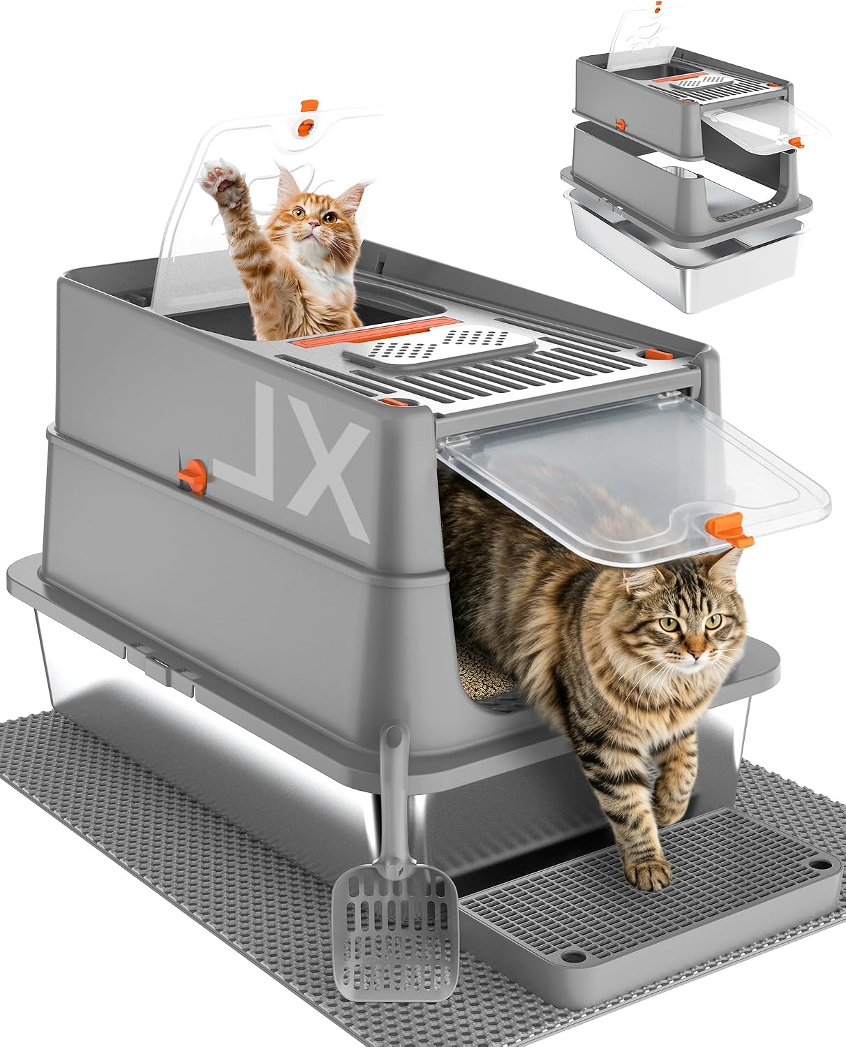 XL Stainless Steel Flip Top Entry Litter Box